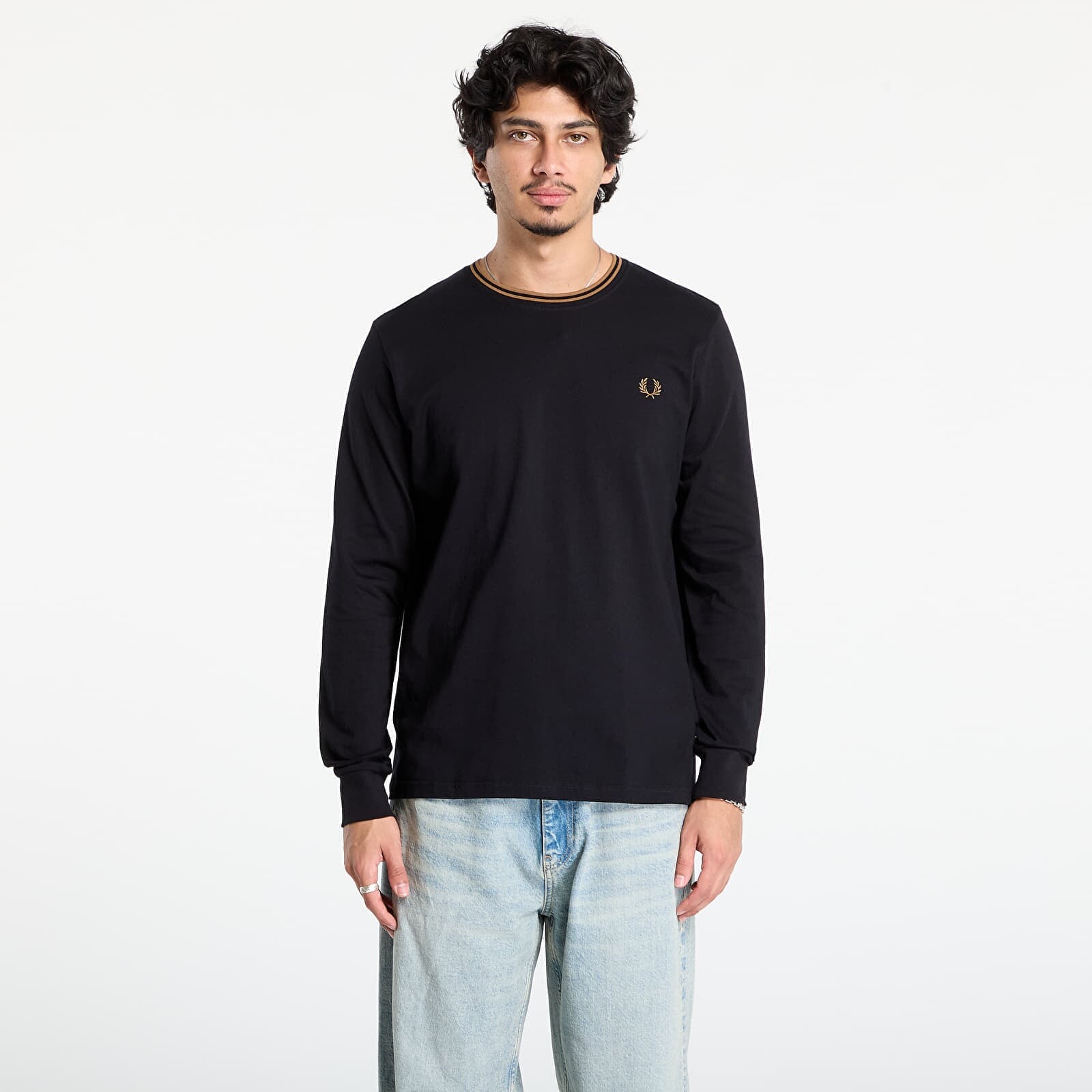 Tričko FRED PERRY Ls Twin Tipped T-Shirt Black M