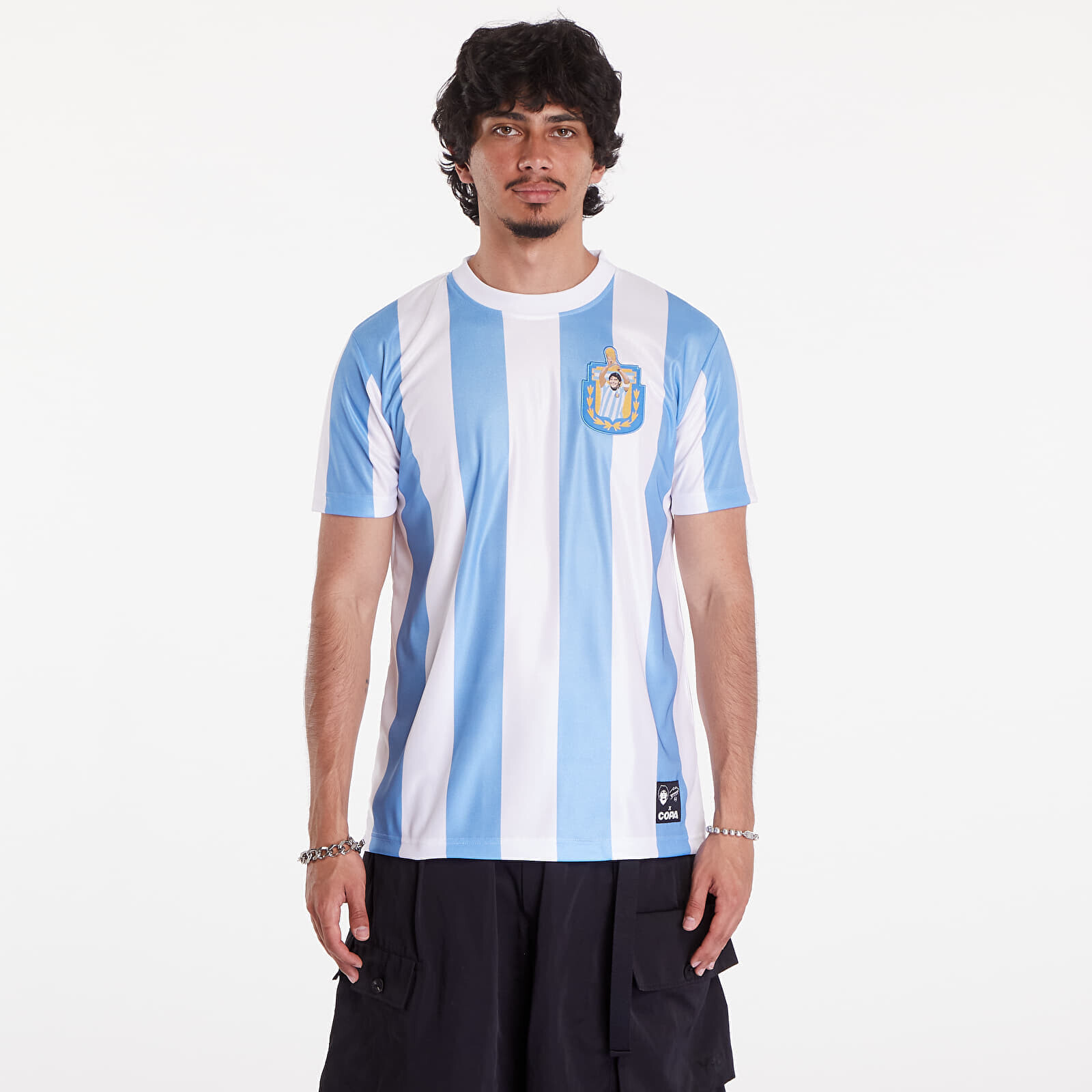Dres COPA x Maradona Argentina 1986 Retro Football Shirt UNISEX White/ Blue XXL