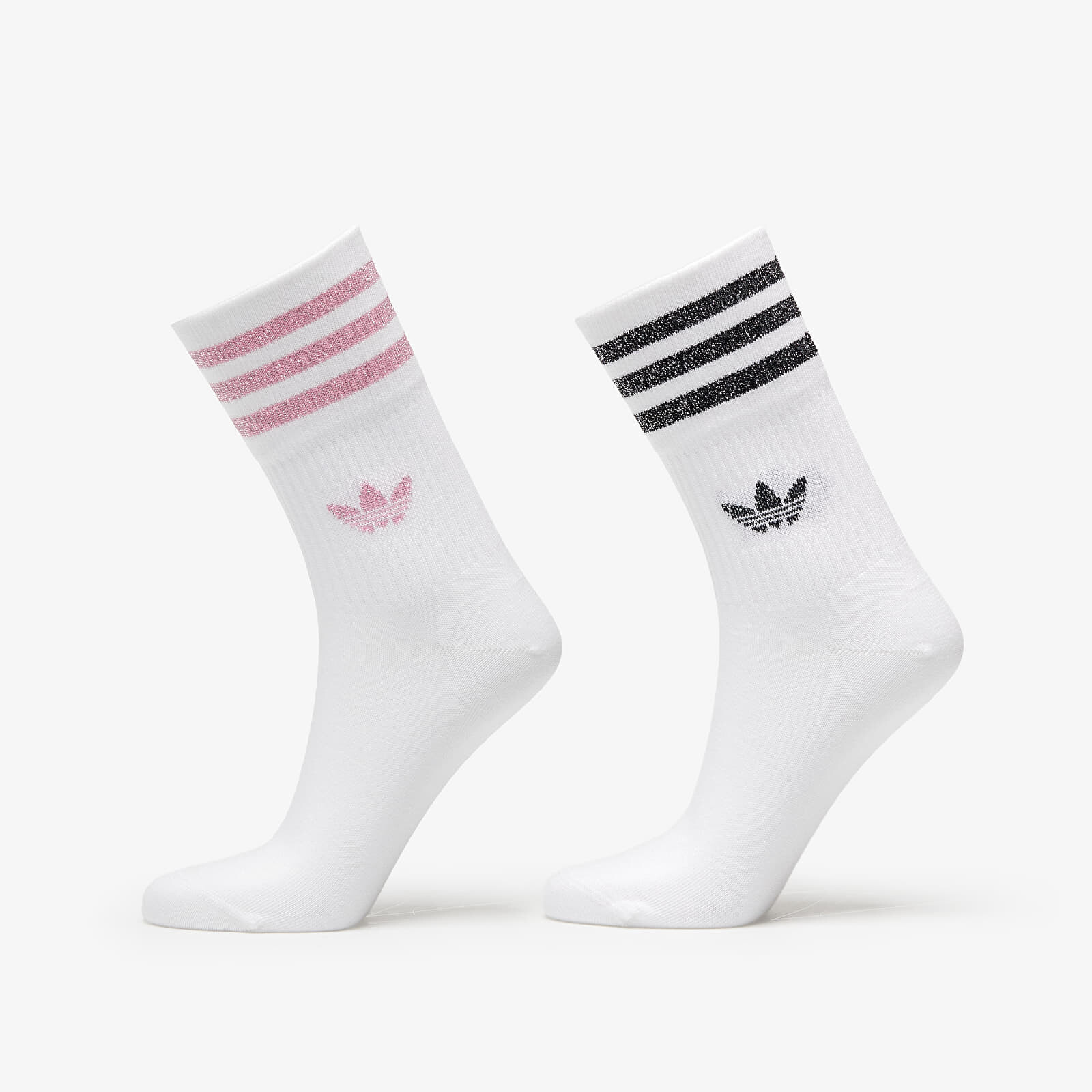 Ponožky adidas Mid-Cut Glitter Crew Socks 2-Pack White/ Bliss Pink/ Black XS