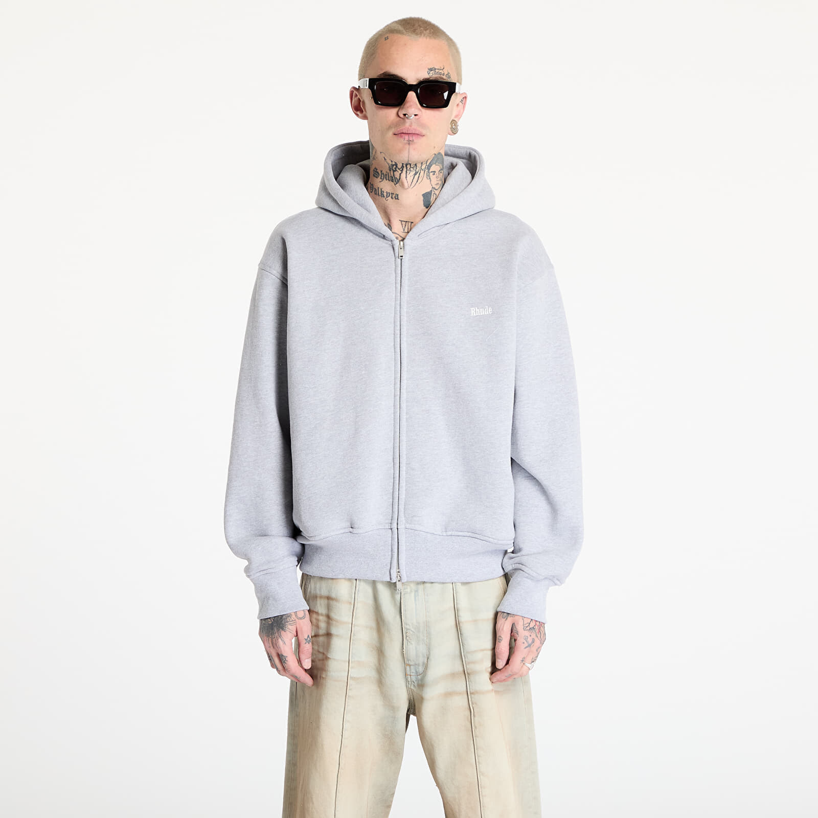 Mikina Rhude Classique Full-Zip Hoodie Heather Gray L