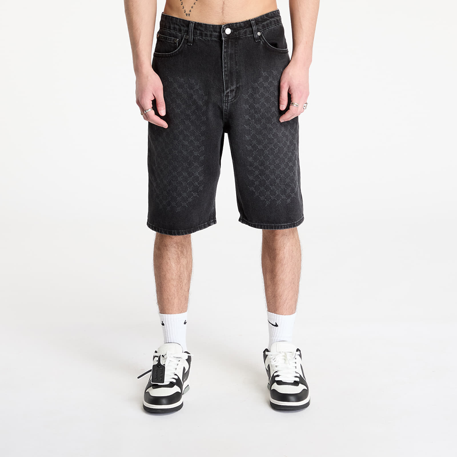 Šortky Daily Paper Laser Monogram Denim Shorts Black S