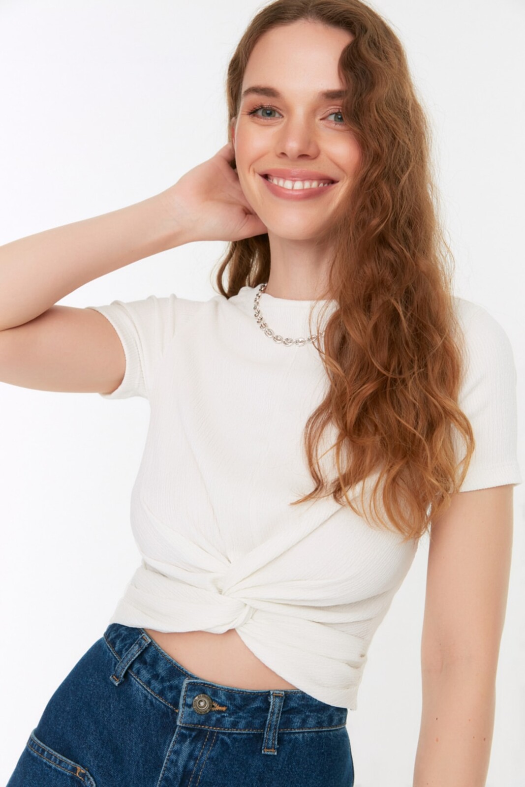 Dámsky Crop Top Trendyol Anthracite