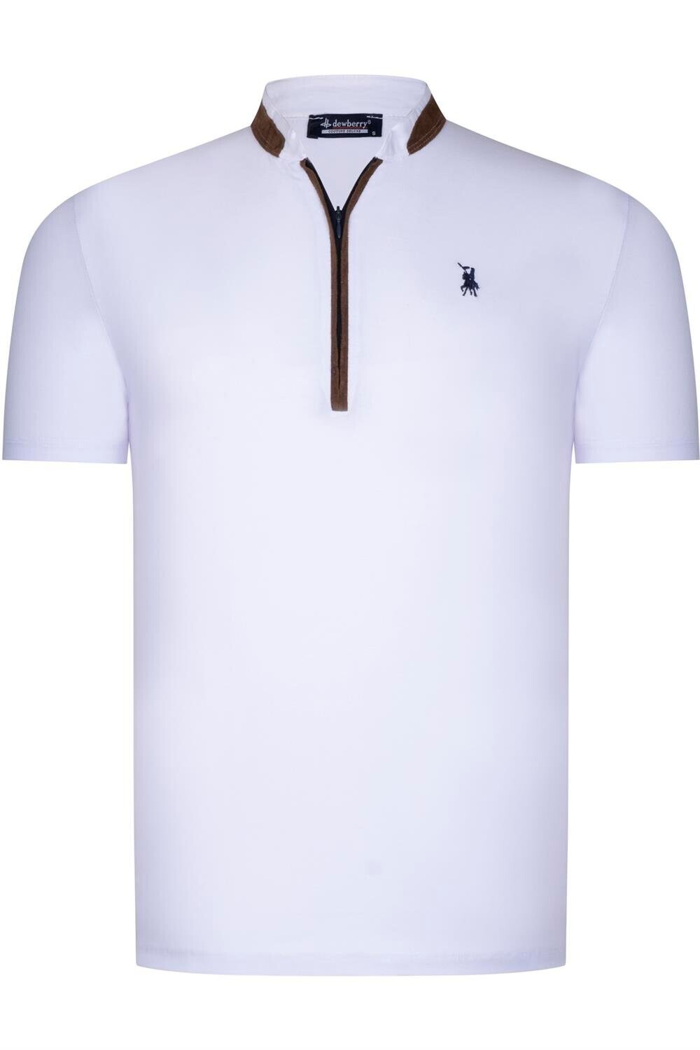 T8571 ROSNÉ TRIČKO NA ZIPS PÁNSKE OBYČAJNÉ BIELE