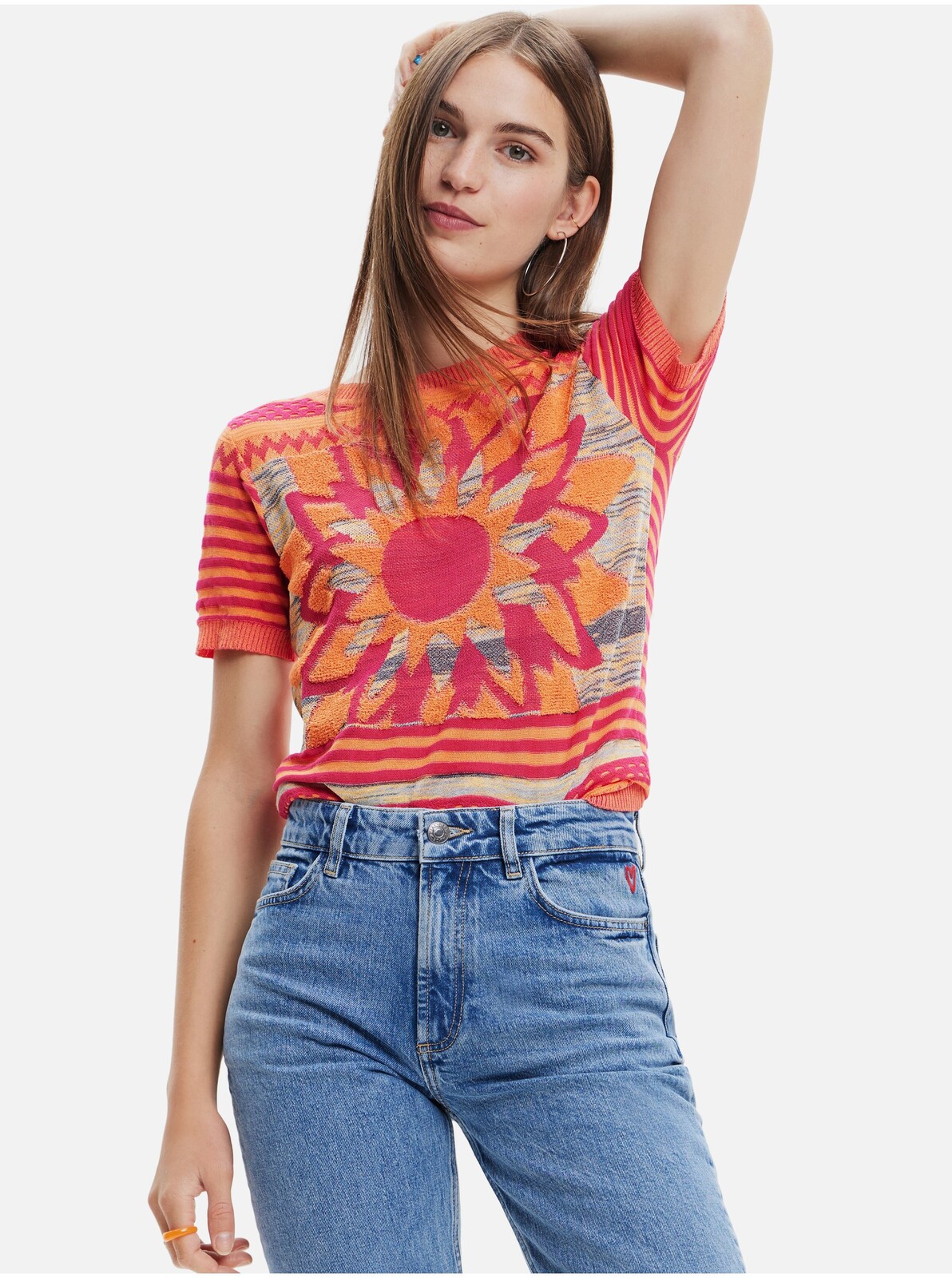 DESIGUAL WOMEN'S ORANGE SWEATER