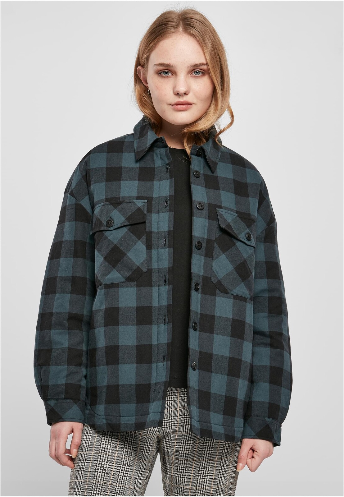 Women's Flannel Stuffed Overshirt Jasper/Black