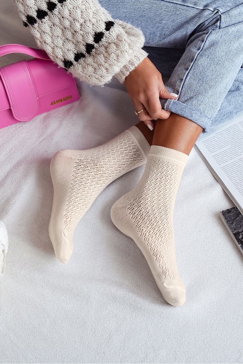 Milena Dámske Priehľadné Ponožky Ecru