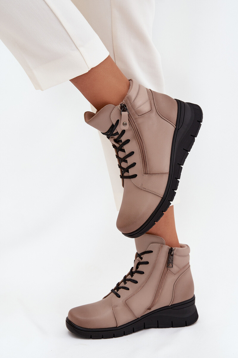 Kožené dámske členkové topánky na platforme s izoláciou Vinceza