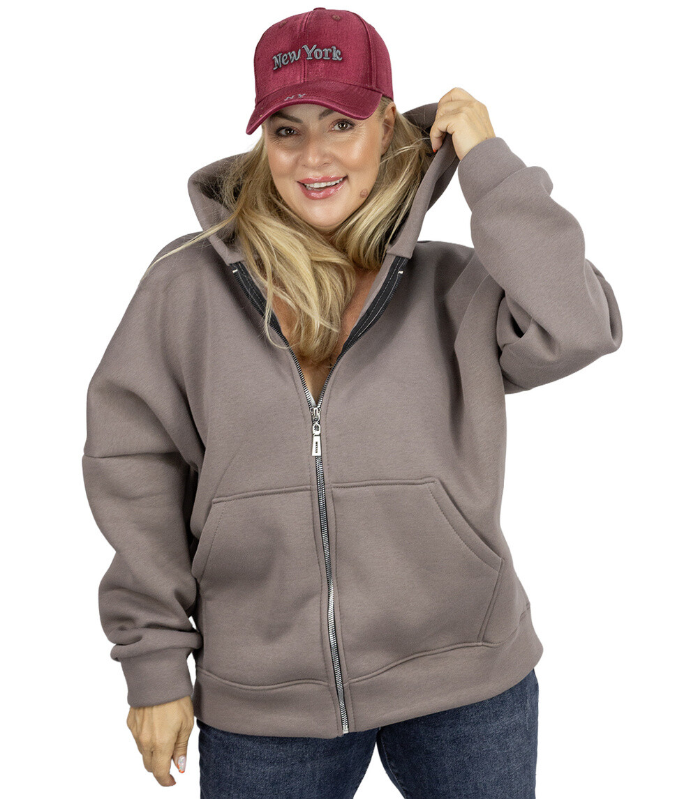 Pri Warm women's sweatshirt one-color basic with hood BROOKLYN