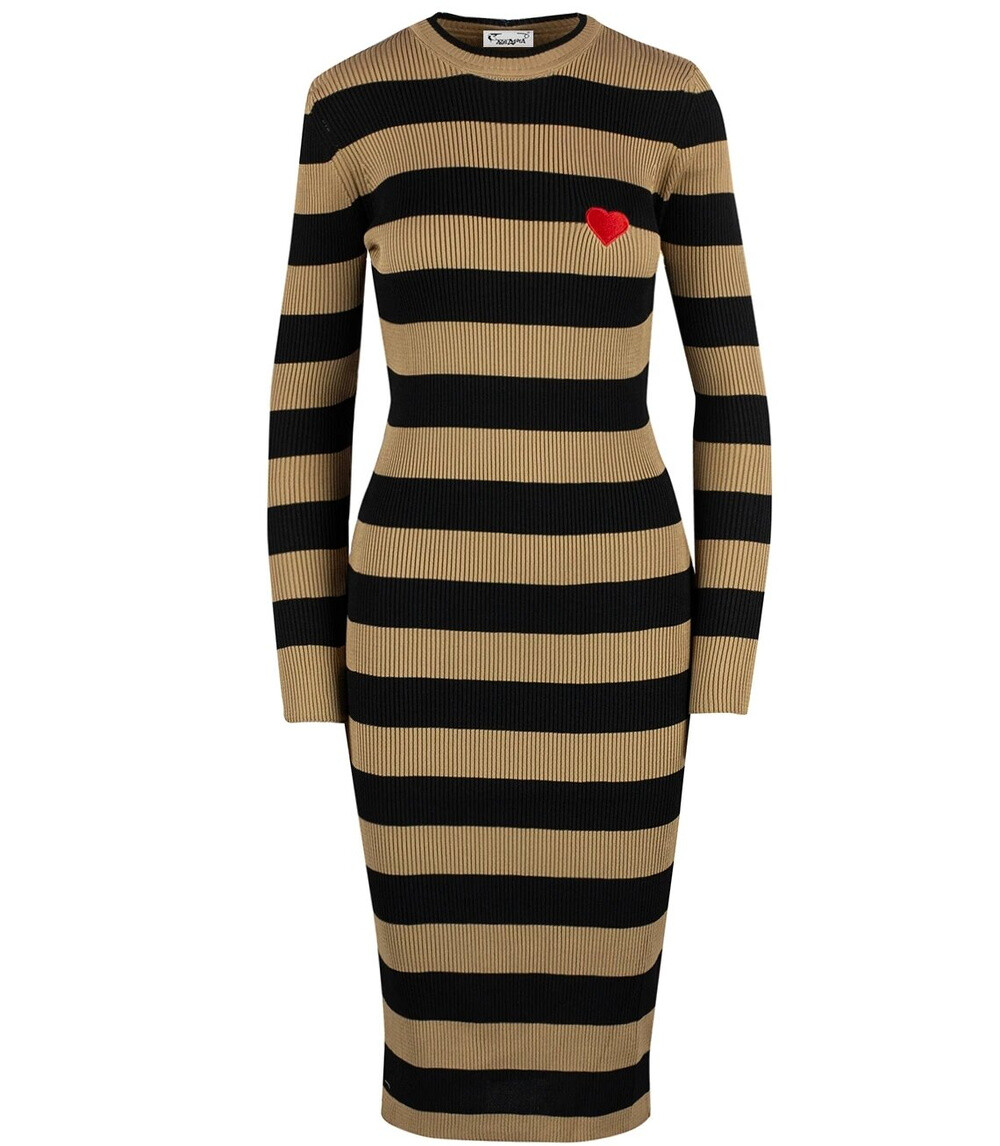 Pri Elegant striped dress with a LOVE heart