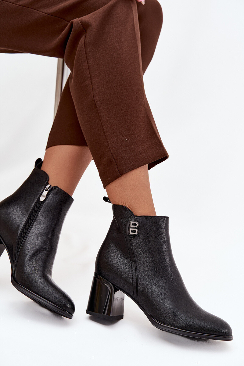 Boto Zateplené dámske čižmy z pravej kože na podpätku Čierne Jovelle