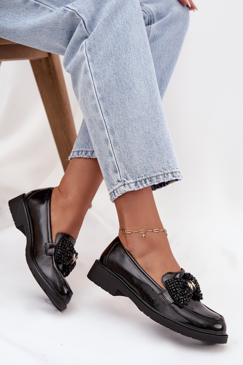 Dámske lakované mokasíny s mašľou S.Barski