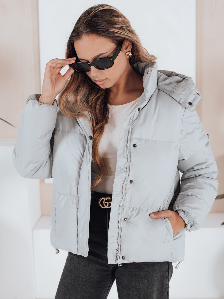 Kurtka damska skórzana COLLAR szara Dstreet