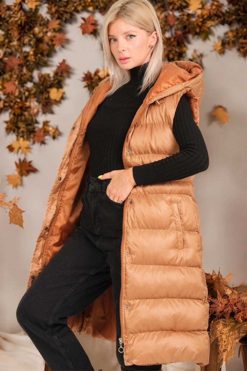 Z9757 DEWBERRY WOMEN'S VEST-CAMEL