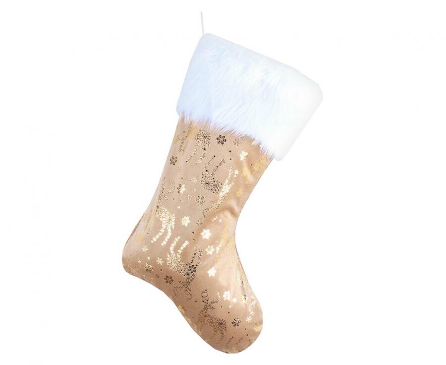 Godan Vianočná čižma - Zlatá s jeleňmi 49 x 22 cm