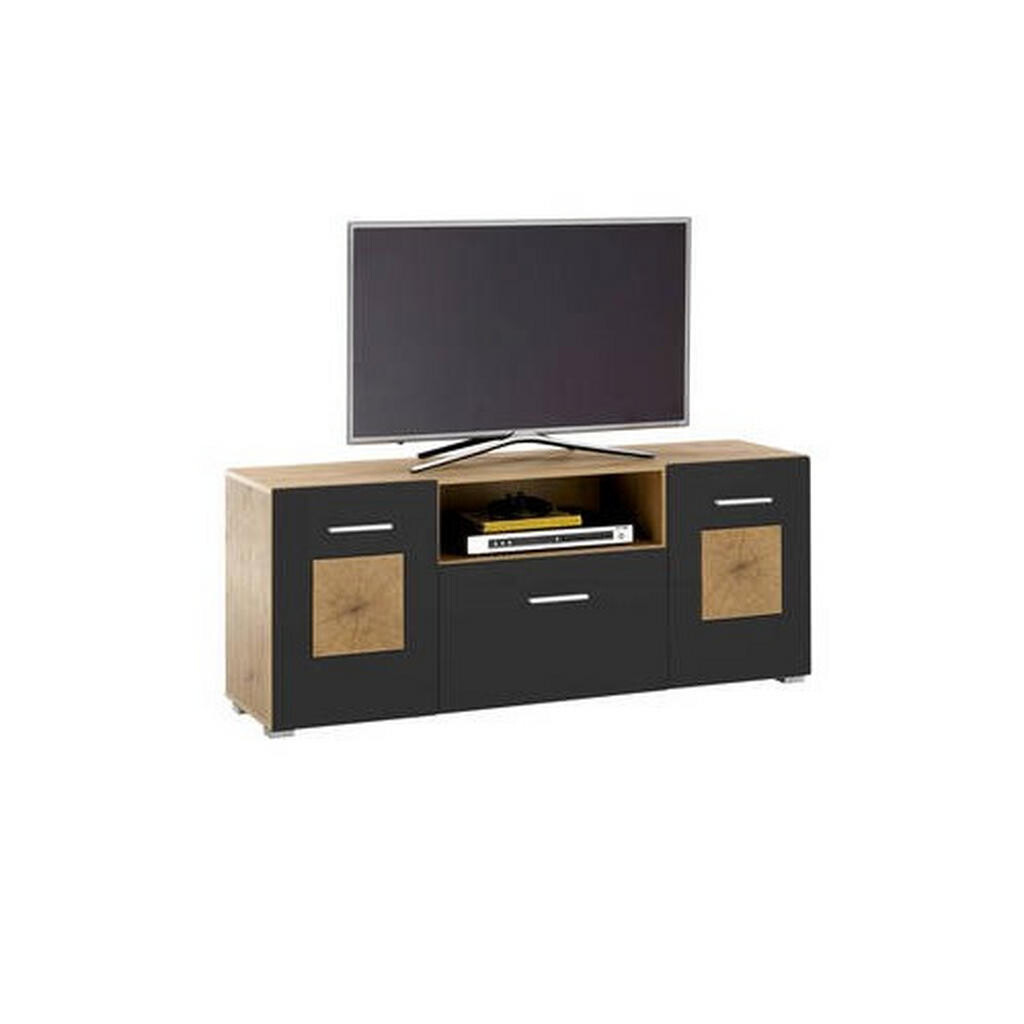 MID.YOU NÍZKA KOMODA, čierna, dub artisan, 140/58/38 cm