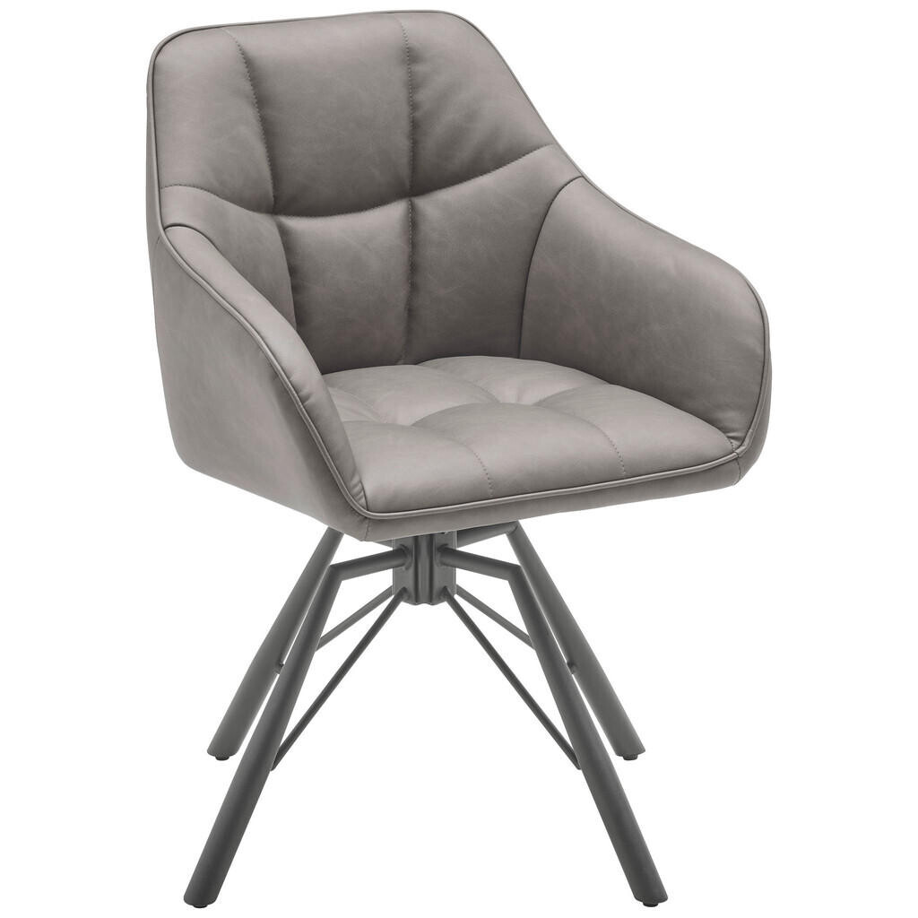 MID.YOU STOLIČKA S PODRÚČKAMI, železo, vzhľad kože, sivá, čierna