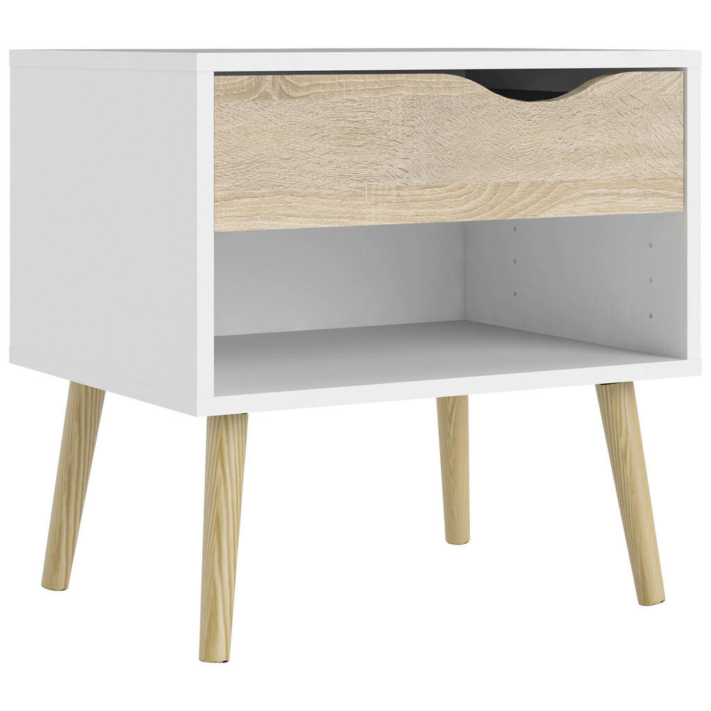 MID.YOU NOČNÝ STOLÍK, biela, farba duba, 50,2/49,7/39,1 cm