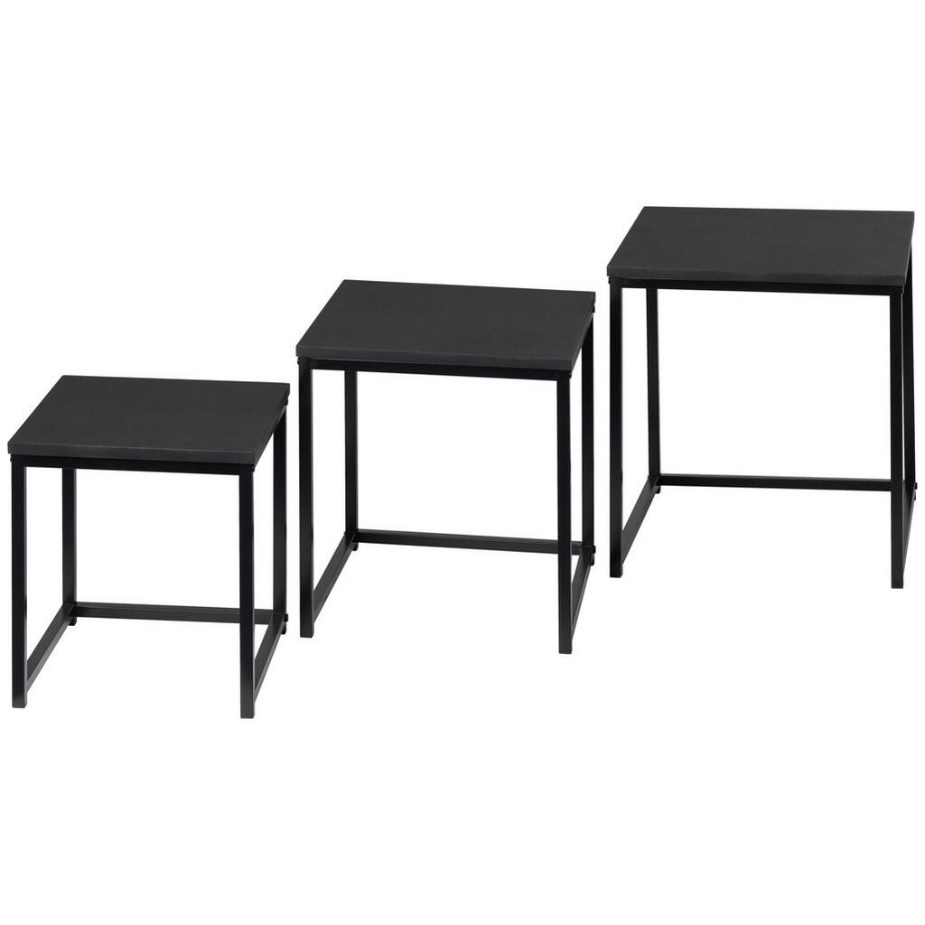 MID.YOU SADA ZASÚVACÍCH STOLÍKOV, antracitová, kov, kompozitné drevo,