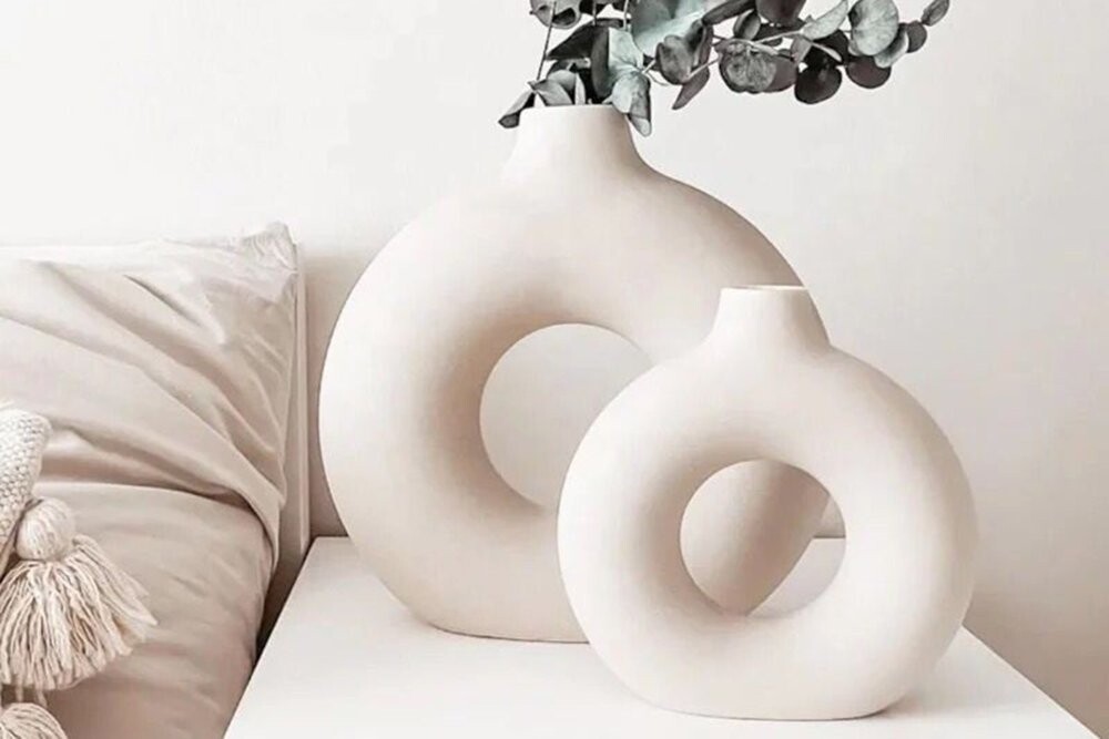 Vase Set Iskandinav Halka - Cream