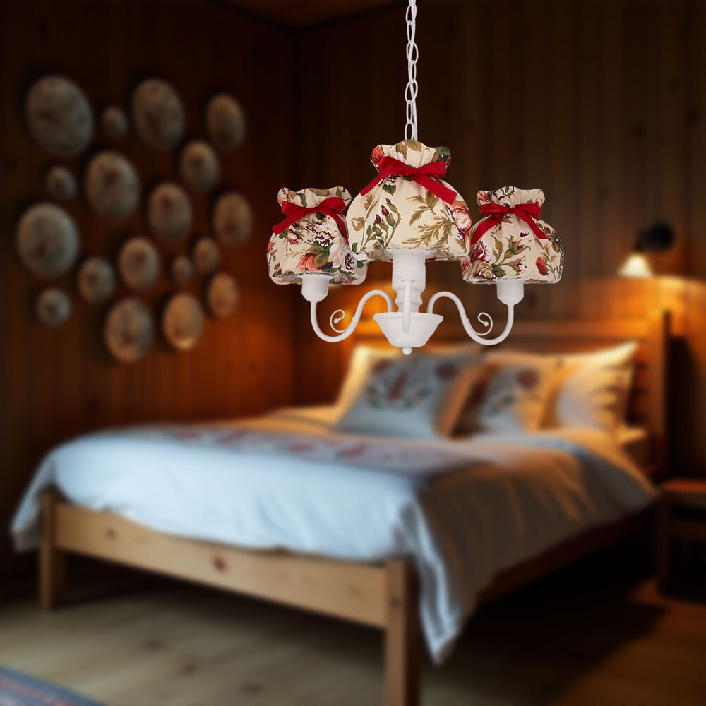 Závesná lampa ROZANO biela 3x40W E27 kvetinové tienidlo