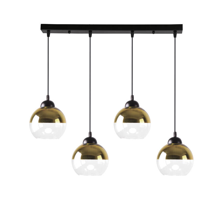 Závesná lampa Contessa čierna 4X40 E27 zlaté tienidlo