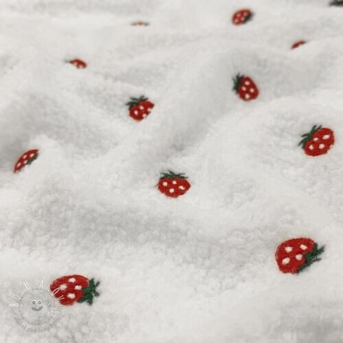Kabátovina TEDDY EMBROIDERY Strawberries off white