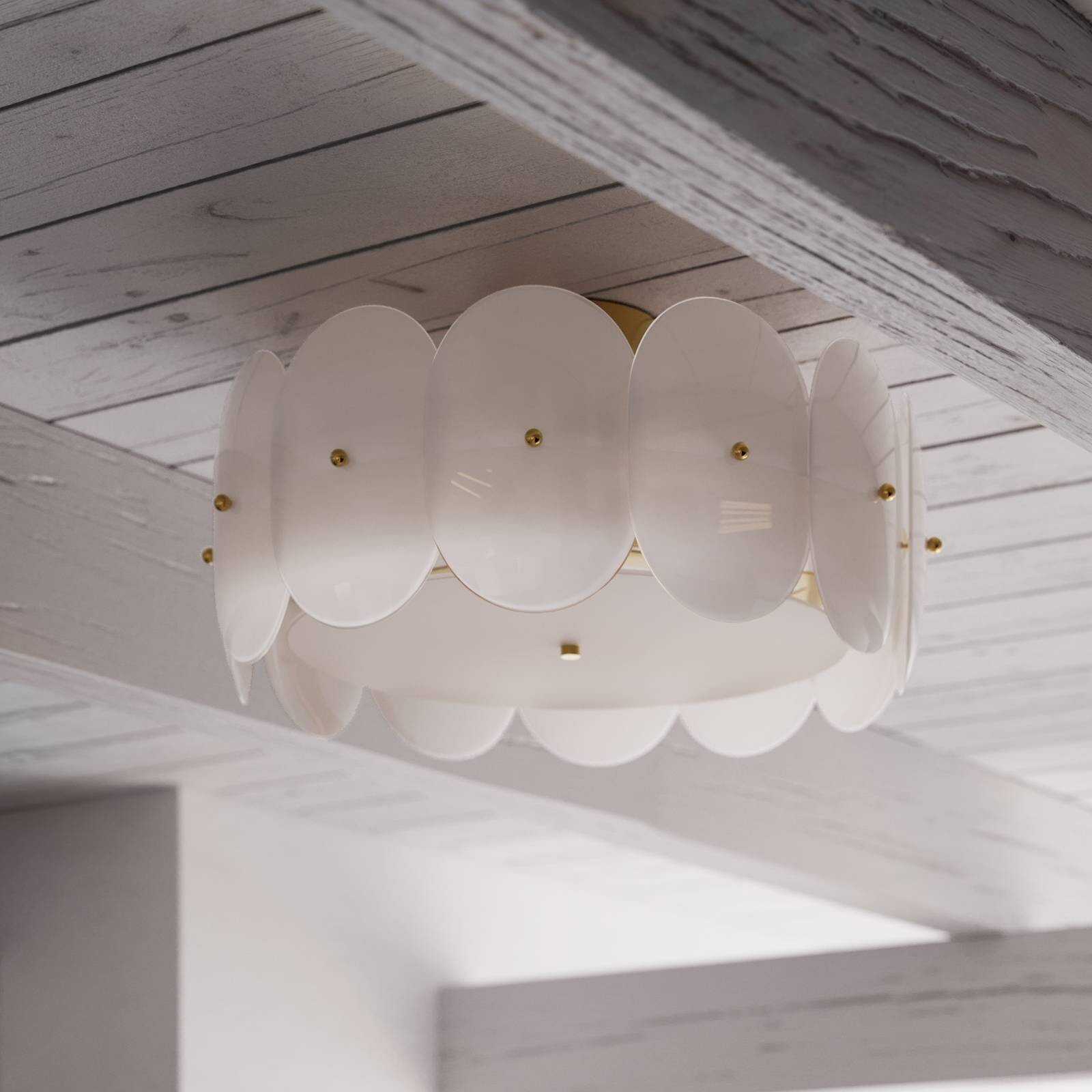 Stropné svietidlo By Rydens Omlott, mosadz/biela, Ø 53 cm