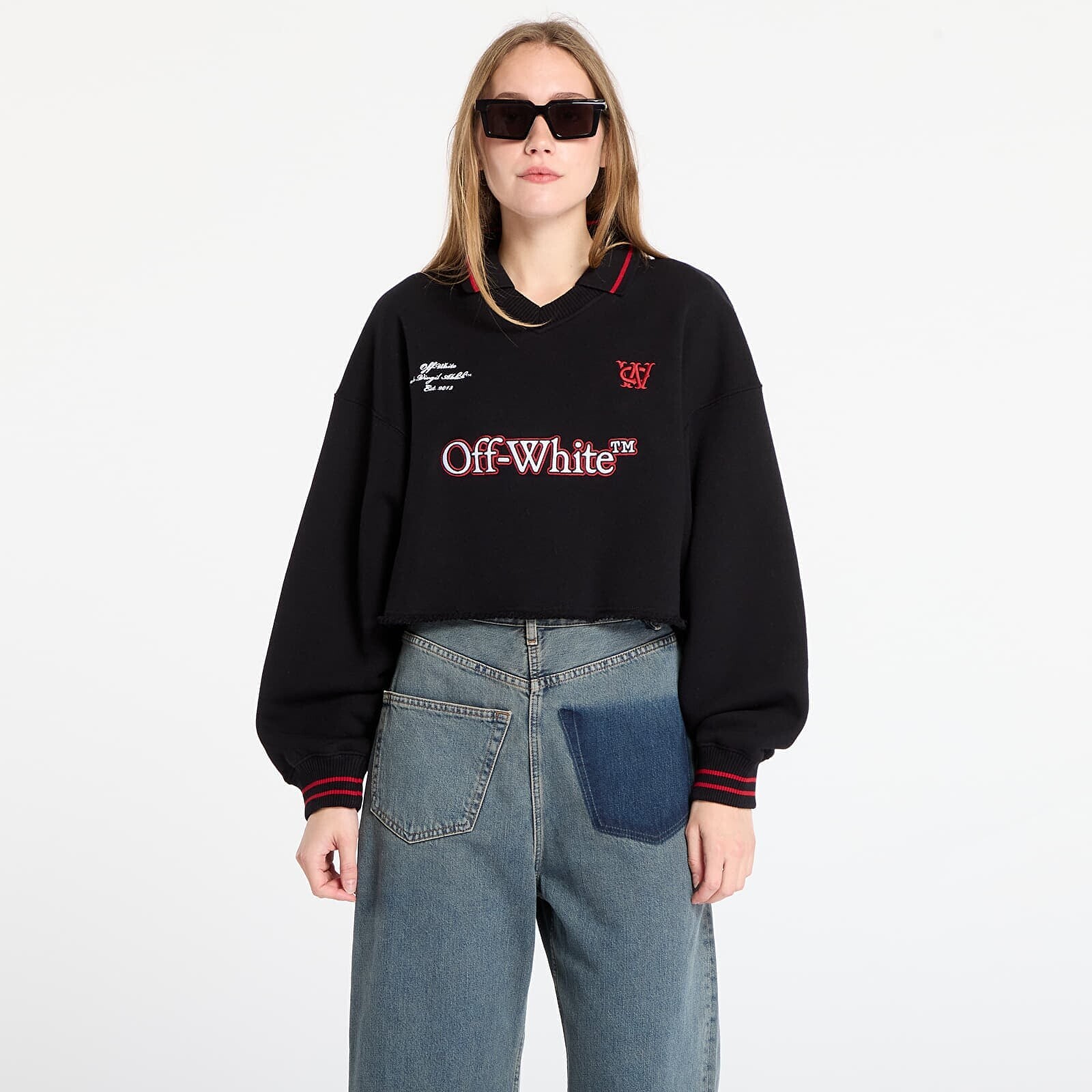 Mikina Off-White Sporty Crop Polo Sweatshirt Black/ Red Dahlia M
