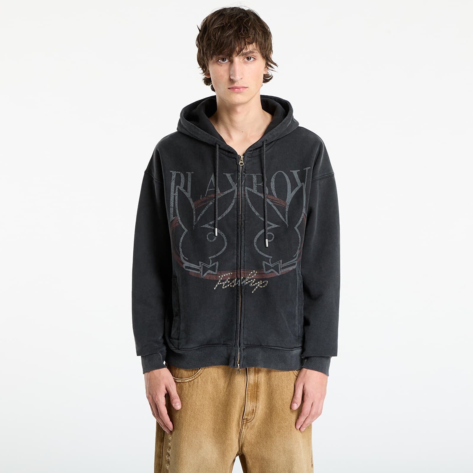 Mikina Playboy x FTSHP Zip-Up Hoodie UNISEX Black XS
