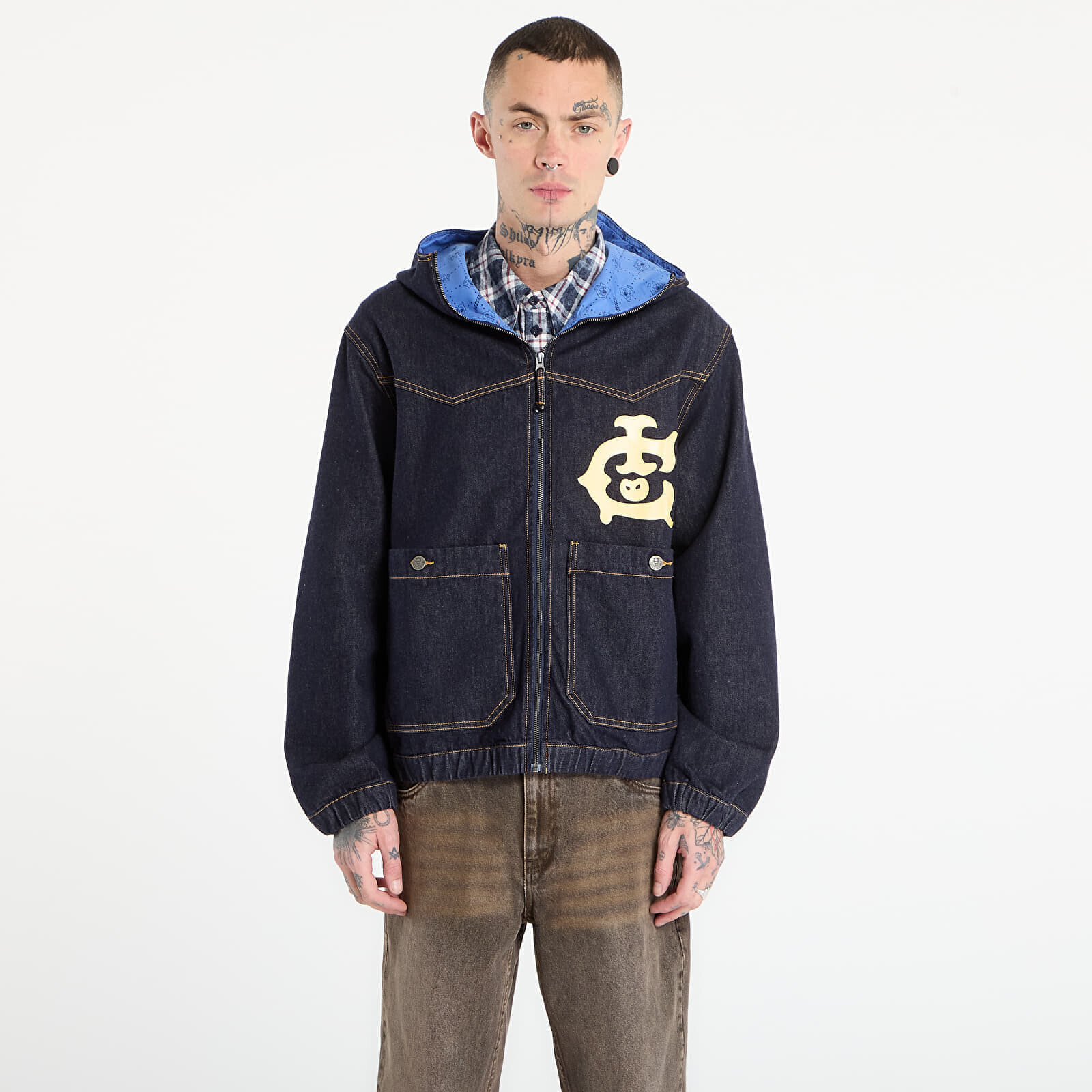Bunda Billionaire Boys Club Icecream Western Panelled Zip Through Denim Jacket Indigo L