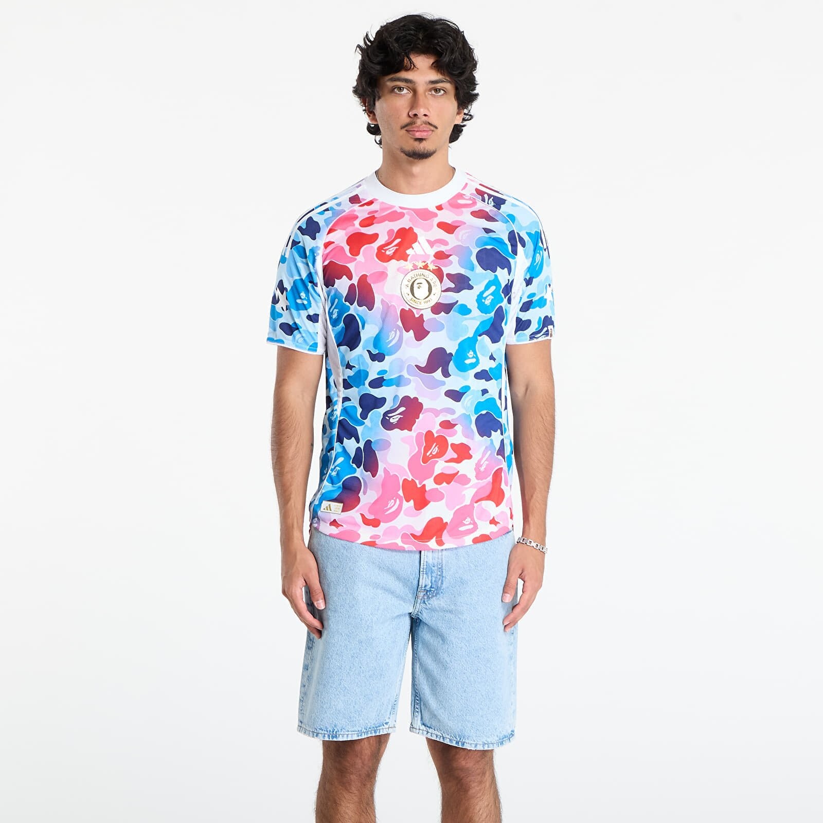 Tričko adidas x BAPE FB JERSEY Shock Blue M