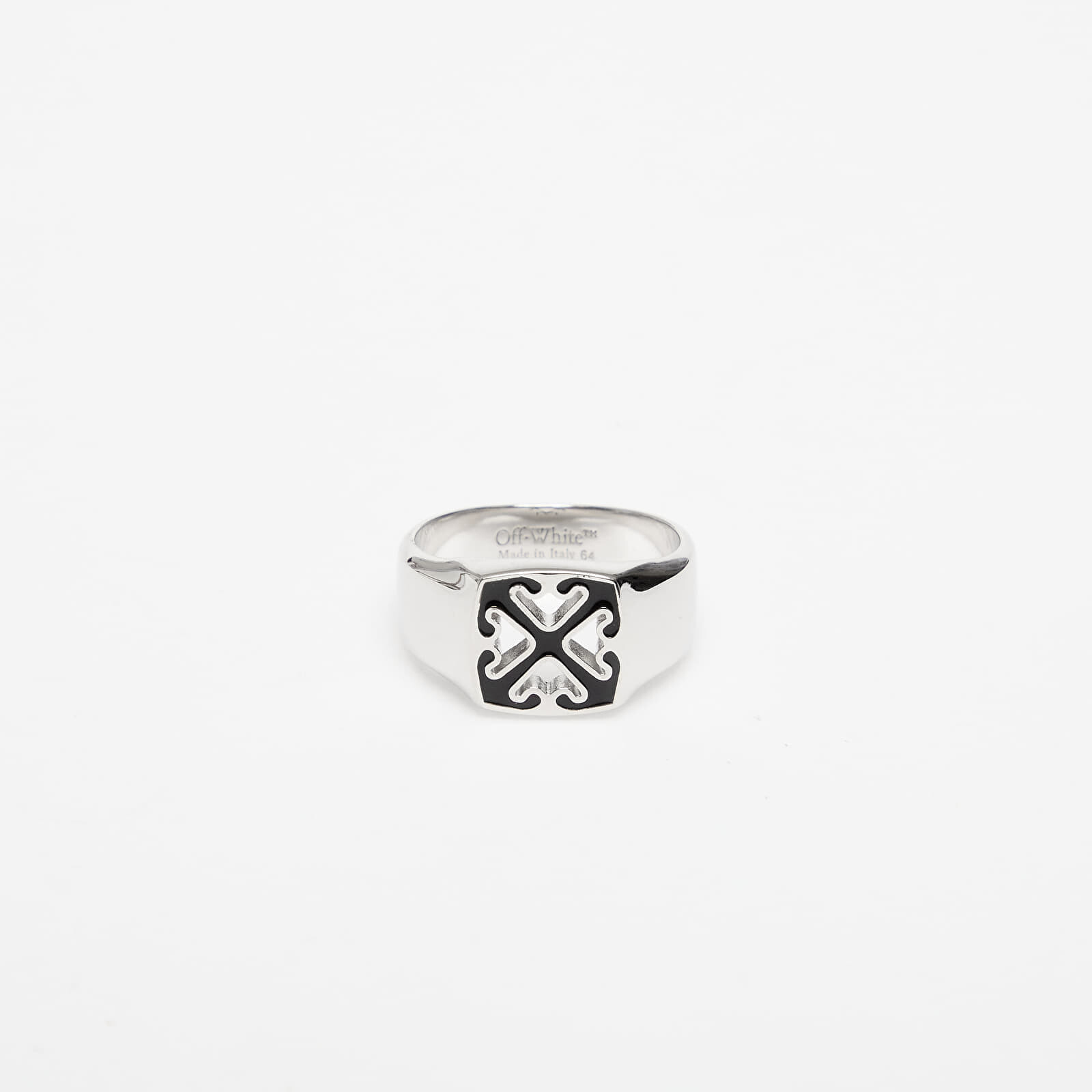 Off-White Enamel Arrow Ring Silver/ Black 64