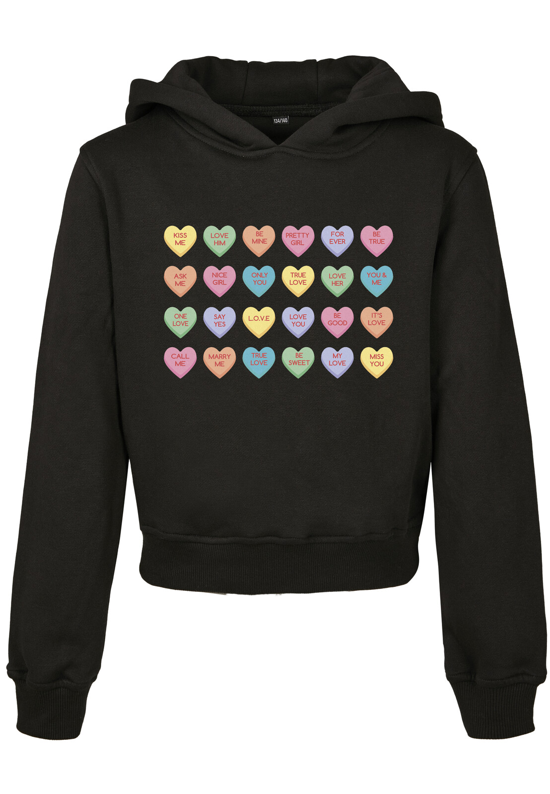 Children's Sweet Heart Candy Cropped Hoody Black