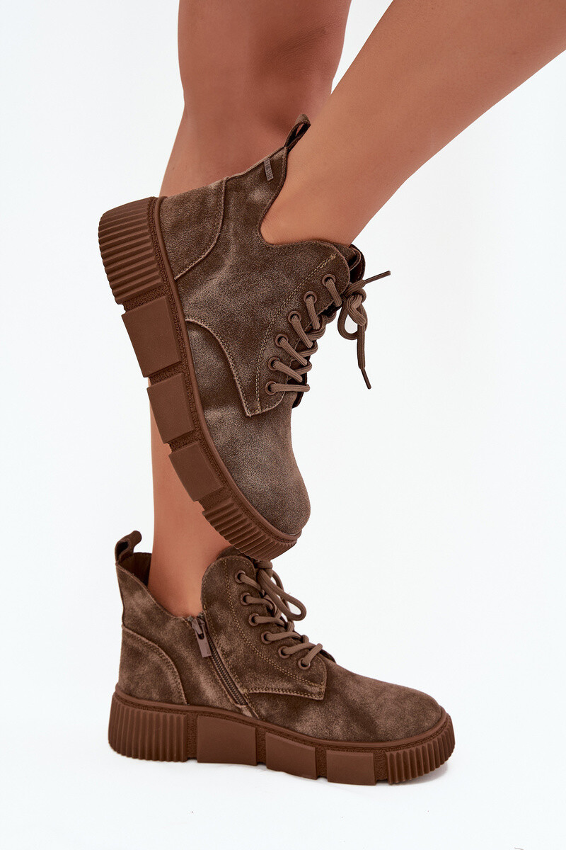 BIG STAR SHOES Semišové nízke dámske členkové topánky na platforme Big Star