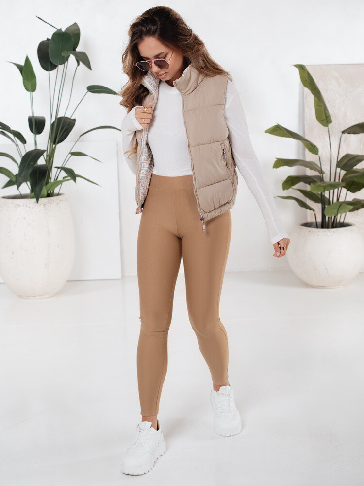 Spodnie damskie legginsy push up kamelowe Dstreet