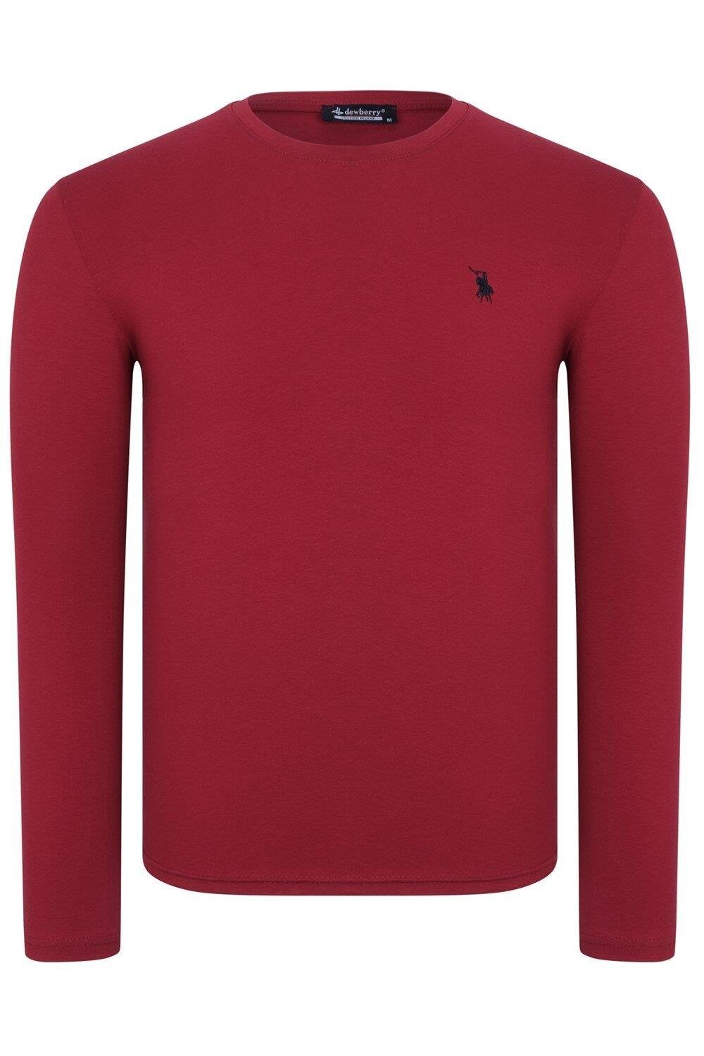 T9588 DEWBERRY BICYCLE COLLAR LONG SLEEVE T-SHIRT-BURGUNDY