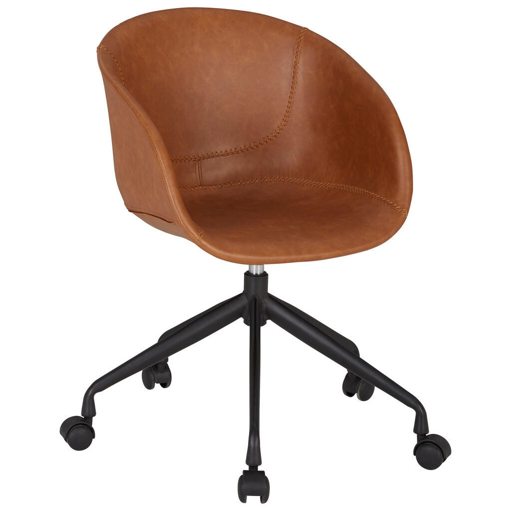 Carryhome OTOČNÁ STOLIČKA PRE MLÁDEŽ, kožený vzhľad, hnedá, čierna