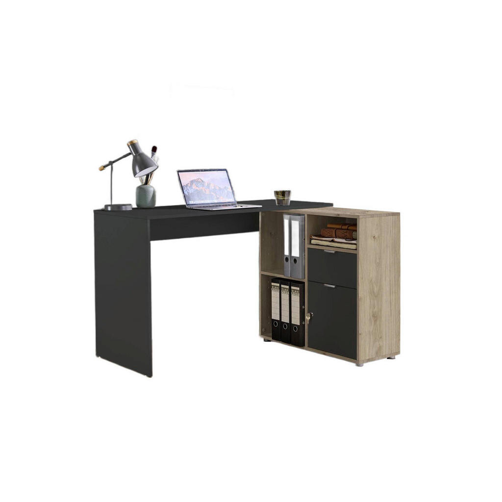 MID.YOU PÍSACÍ STÔL S ÚLOŽ.PRIESTOROM, antracitová, farba duba, 110/85/74 cm