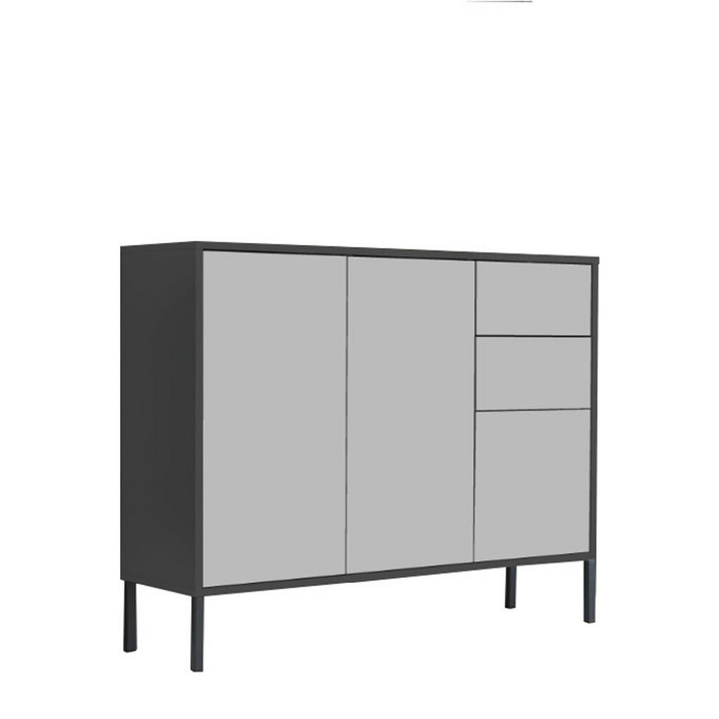 MID.YOU KOMODA, antracitová, biela, 105,5/86/33 cm