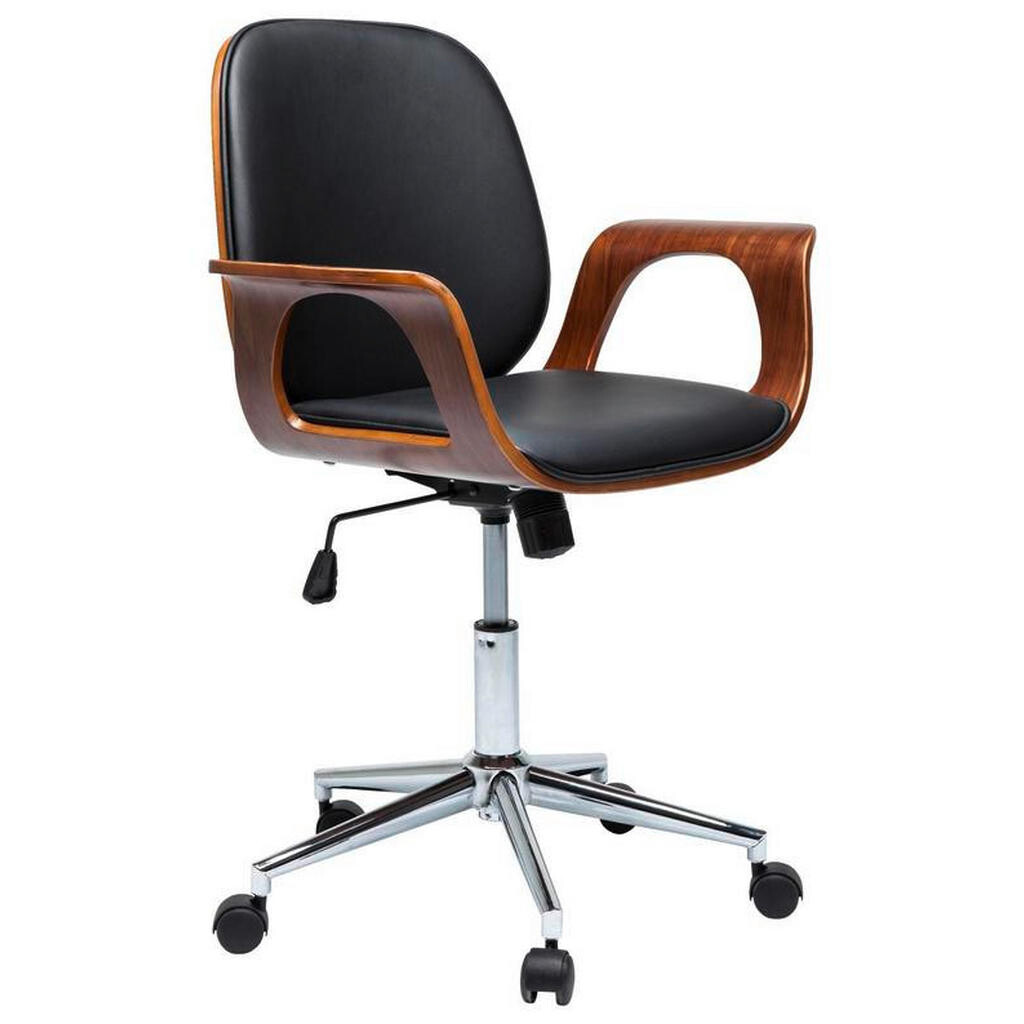 Kare-Design OTOČNÁ STOLIČKA, kožený vzhľad, čierna, farba orecha