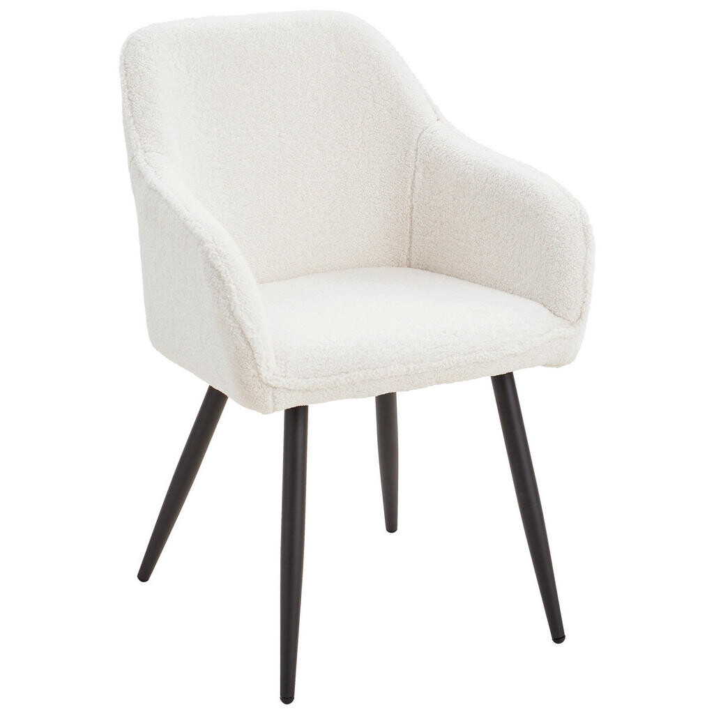 Livetastic STOLIČKA S PODRÚČKAMI, železo, látka Teddy, biela