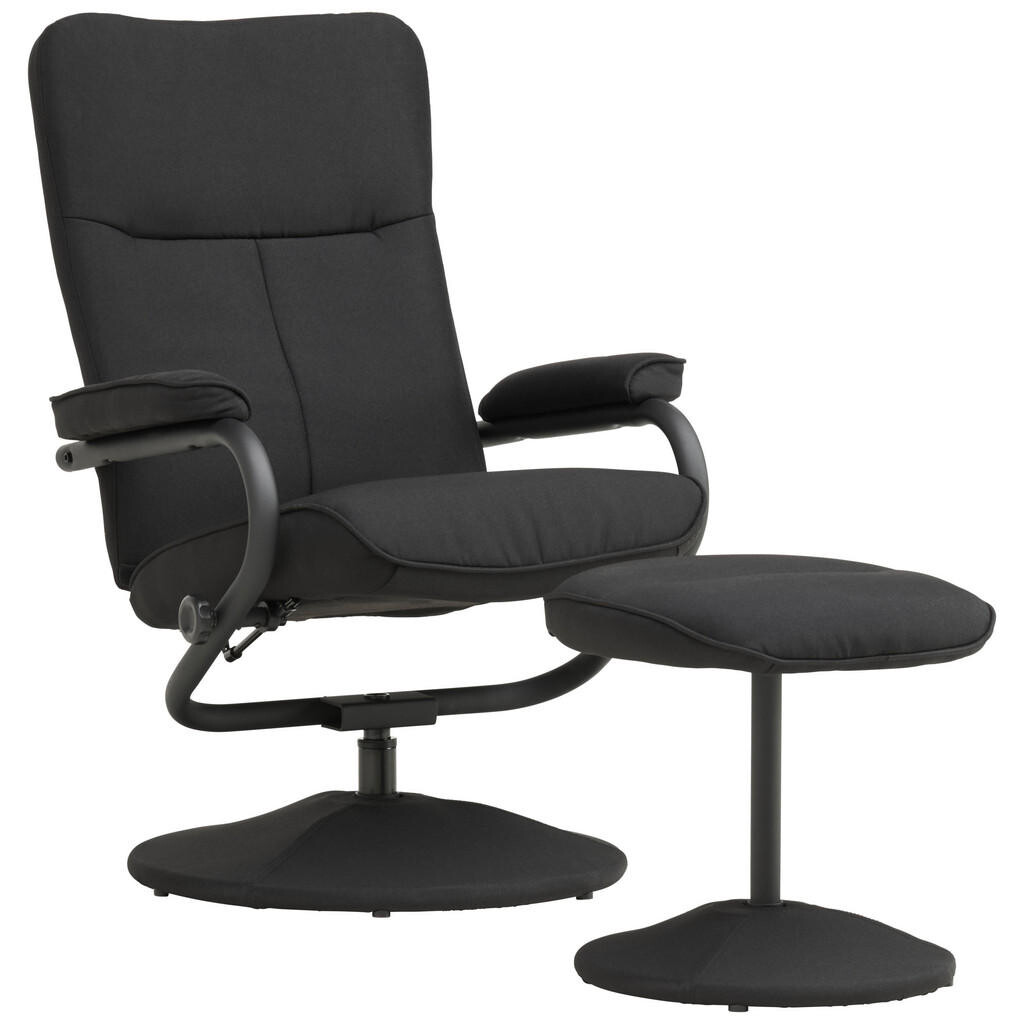 P & B RELAXAČNÉ KRESLO S PODNOŽKOU, textil, čierna