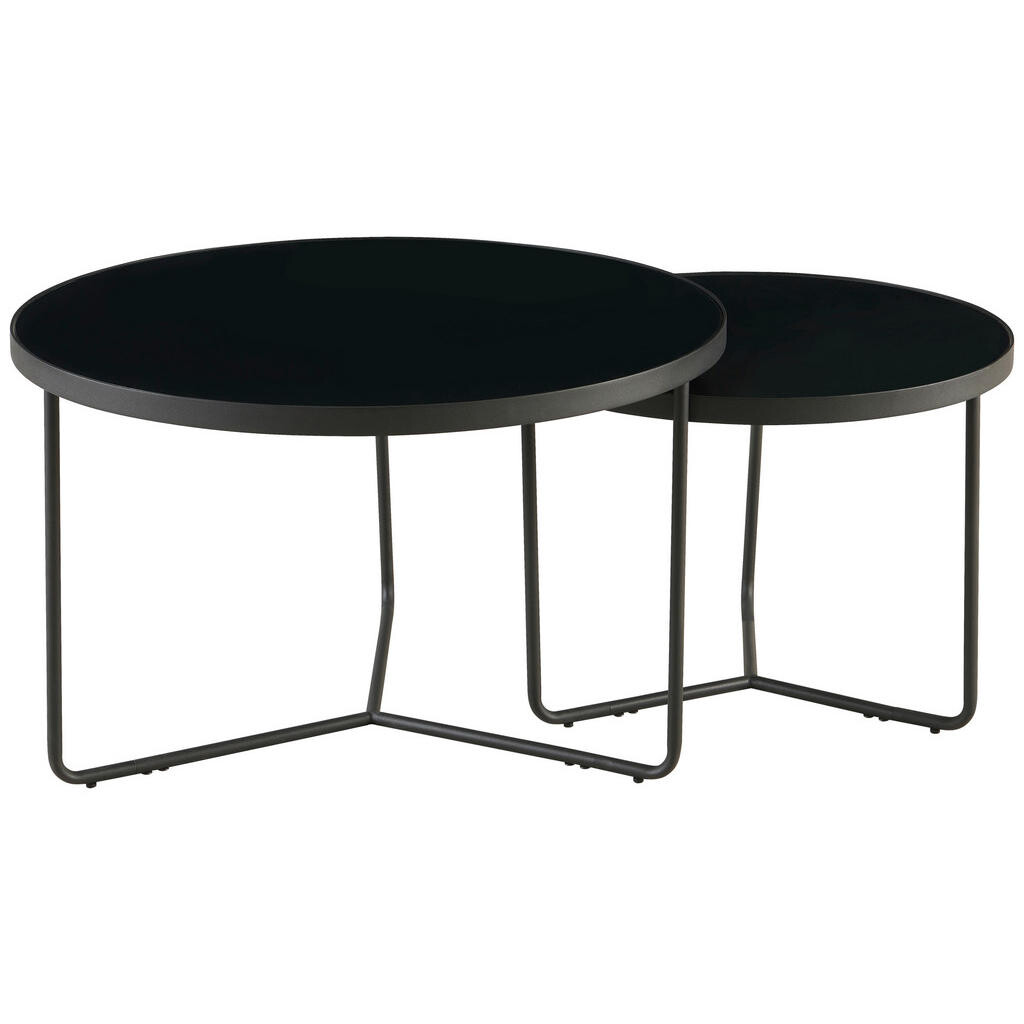 MID.YOU SADA KONFERENČNÝCH STOLÍKOV, čierna, kov, sklo, 60-80/60-80/44.5-49.5 cm