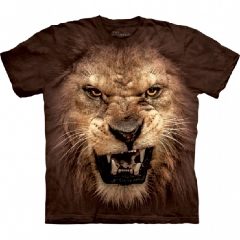Tričko unisex The Mountain Big Face Roaring Lion - hnedé, S
