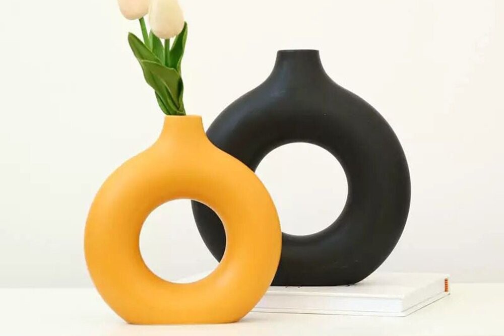 Vase Set Iskandinav Halka - Black, Orange