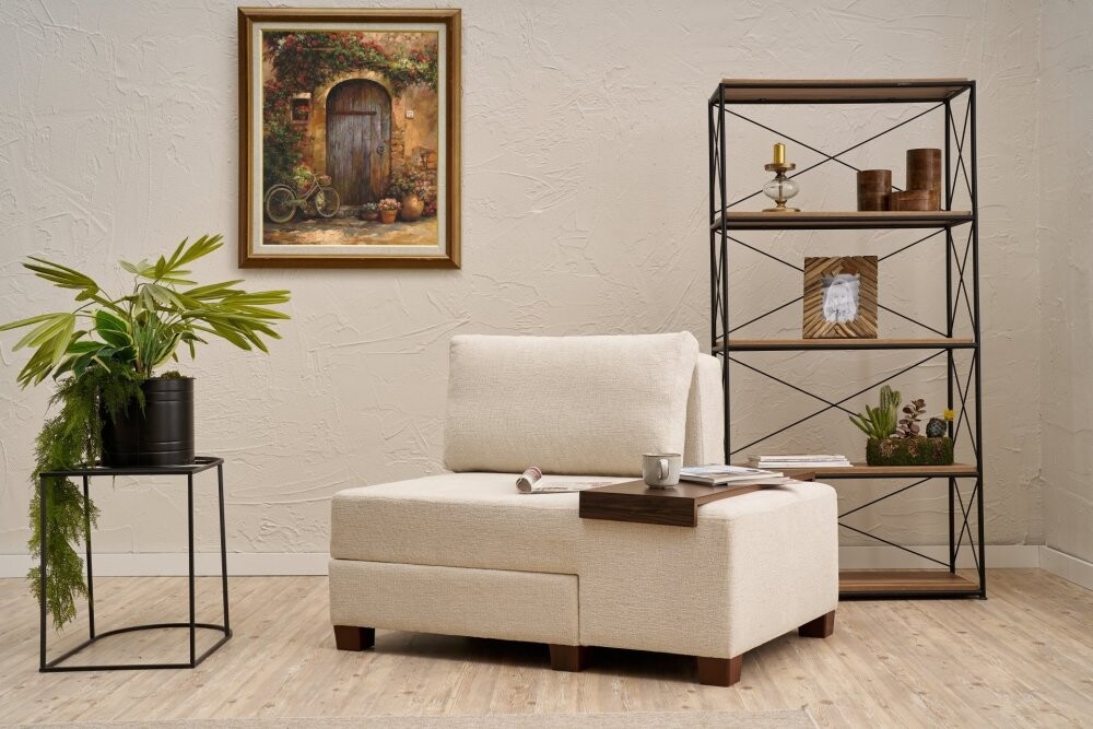 Rozkladacie kreslo Perenna Chenille Right - Cream