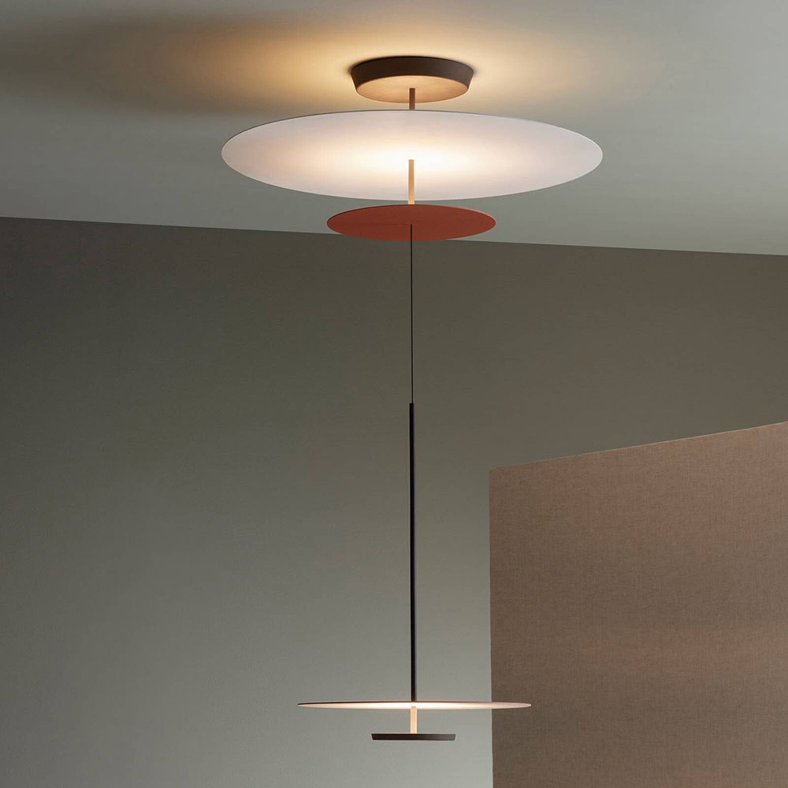 Vibia Flat LED závesné svietidlo 3-pl. Ø 90 cm terakota