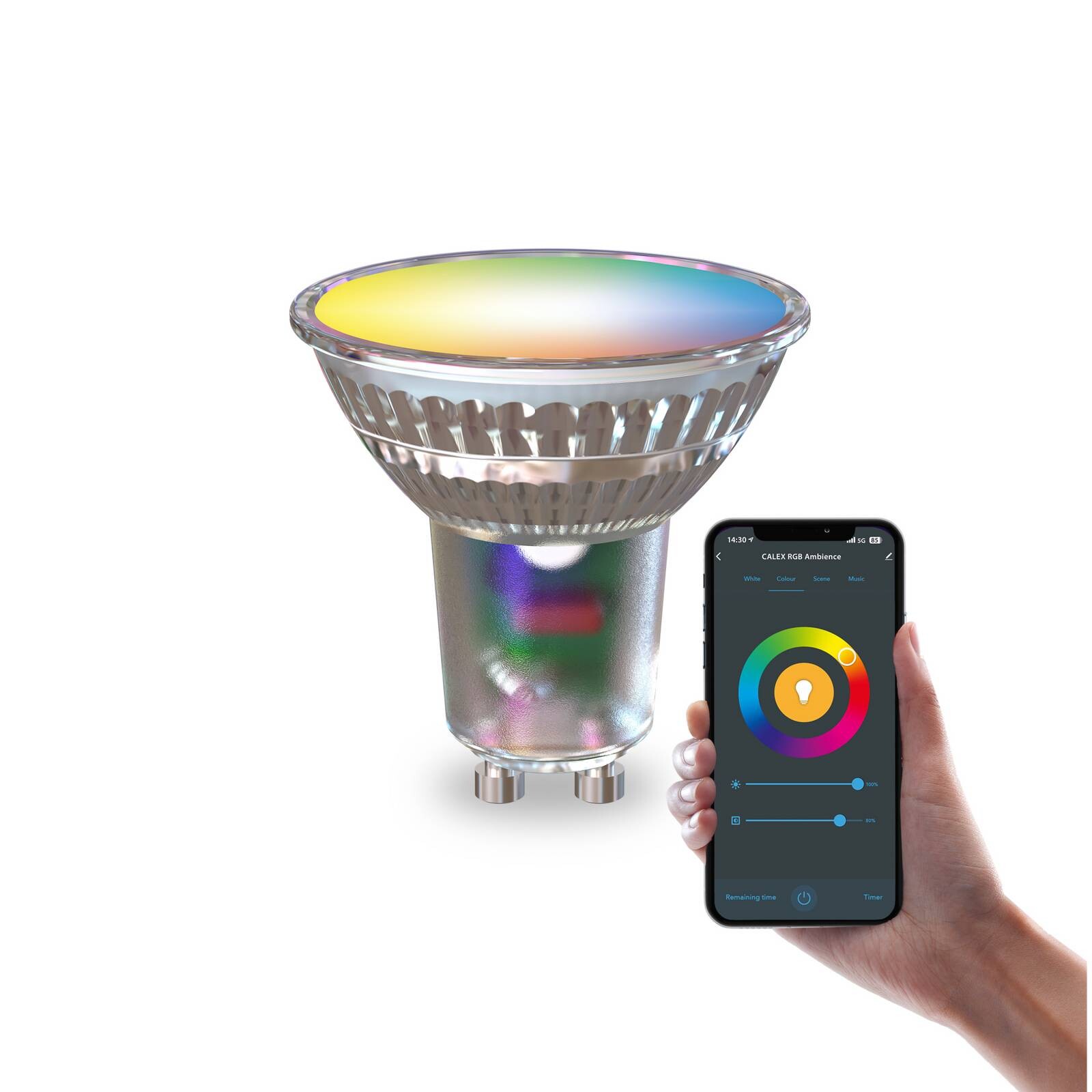 Calex Smart LED žiarovka Reflektor GU10 4,9 W RGB CCT 5 cm
