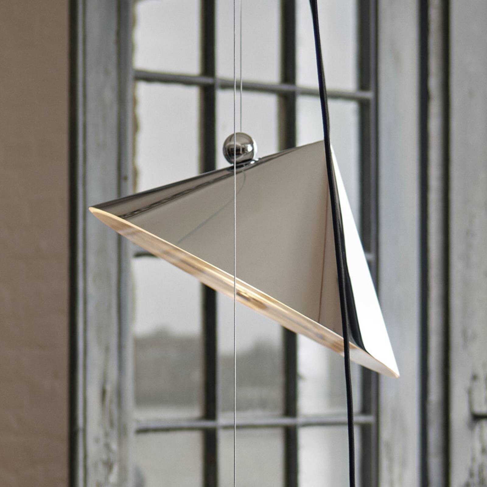 Tom Dixon LED závesné svietidlo Pose, strieborná, Ø 43 cm, oceľ, stmievateľné