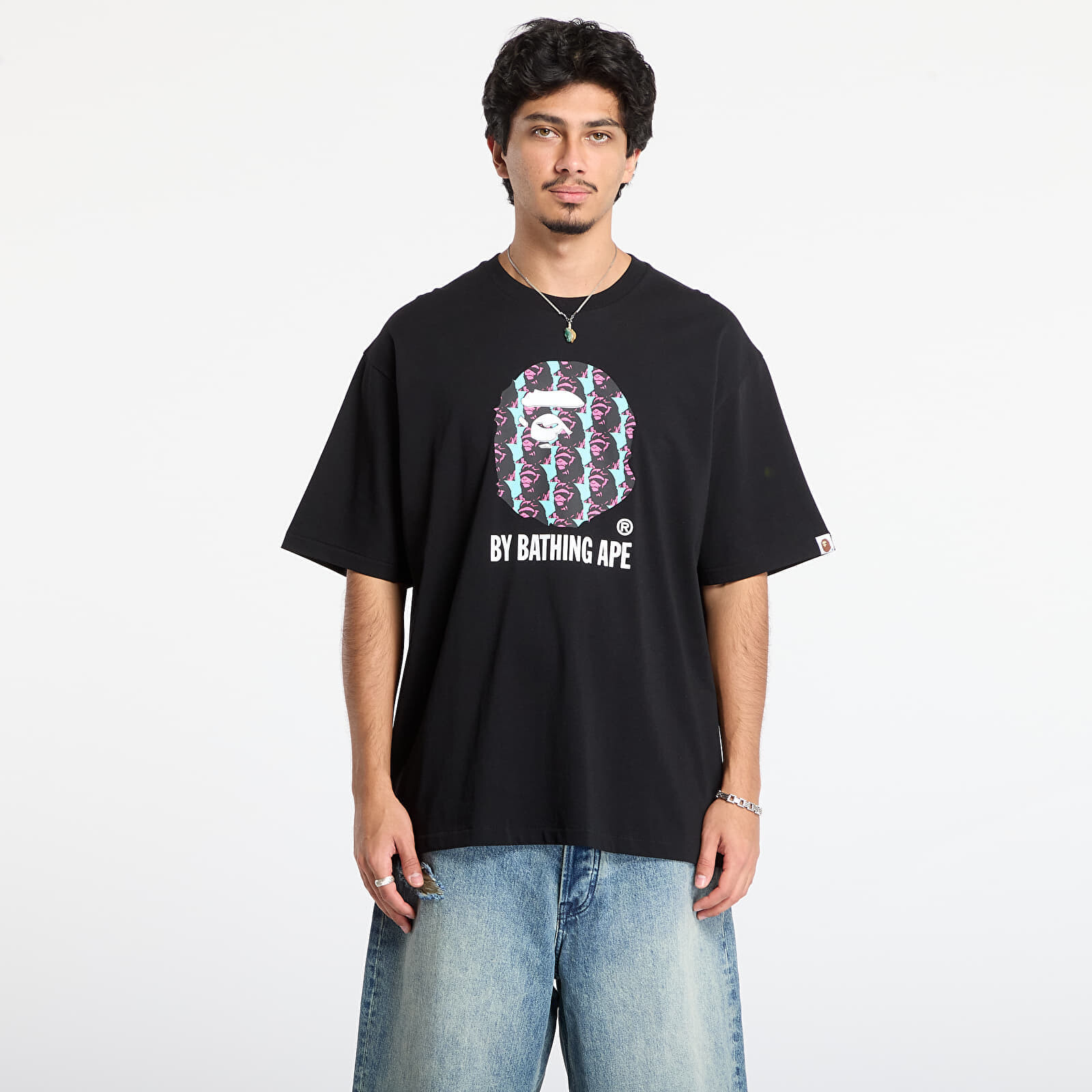 Tričko A BATHING APE Ape Head Pattern By Bathing Ape Relaxed Fit Tee Black L